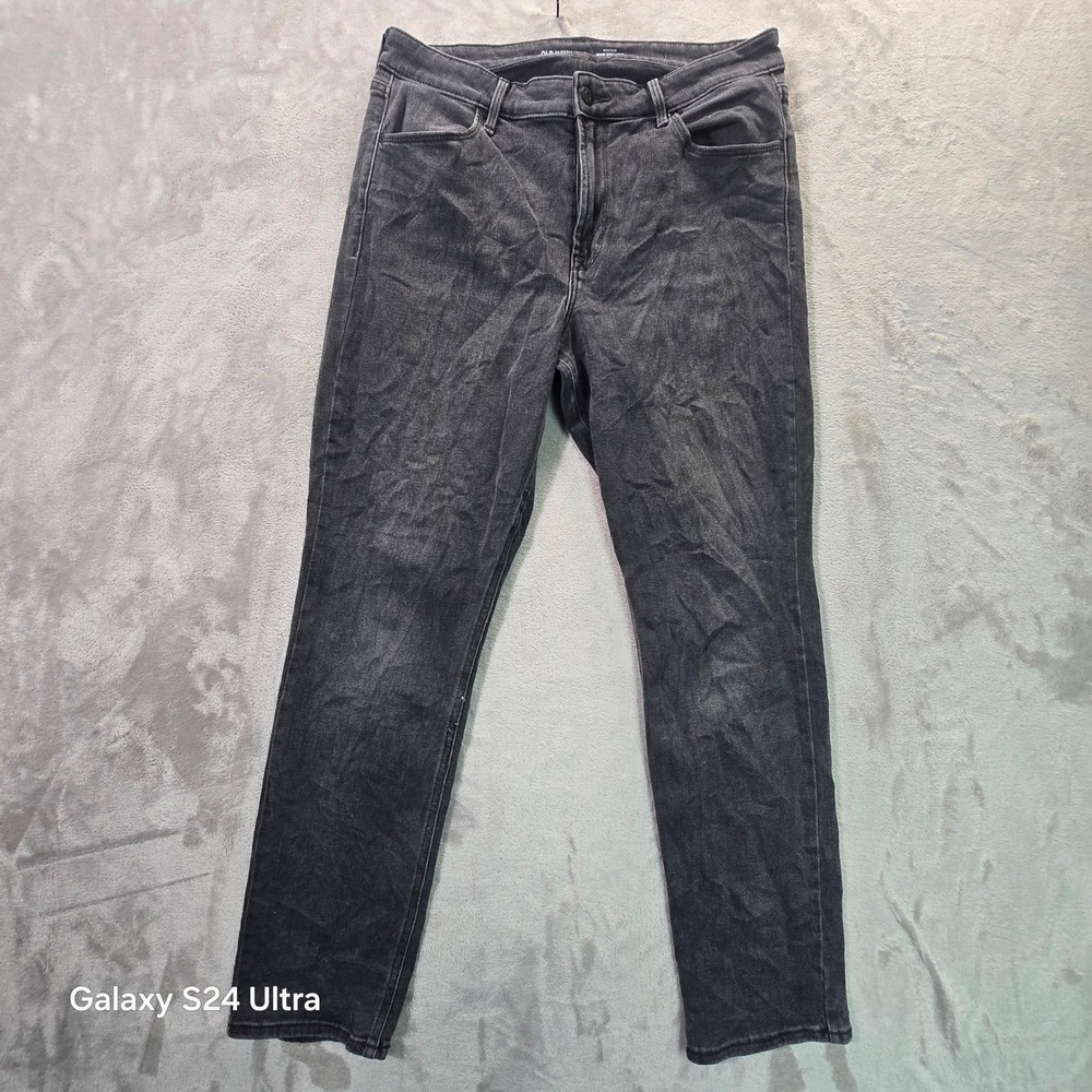 Old Navy Wow Straight High Rise Jeans Charcoal Gray Size 12 Stretch Denim